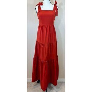 A loves A Red Maxi Tiered Ruffle Women’s Dress XS